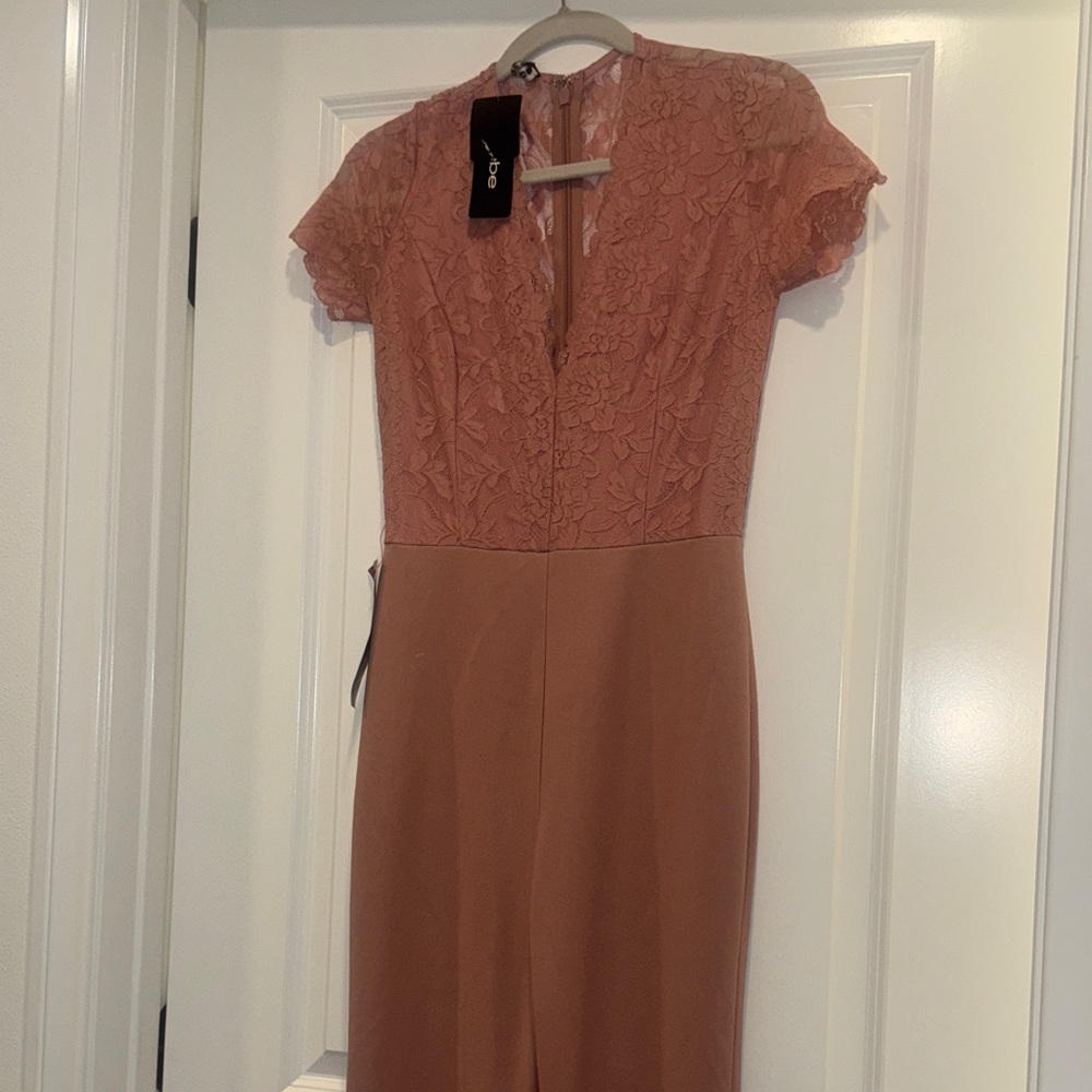 bebe NWT pearl blush lace jumpsuit